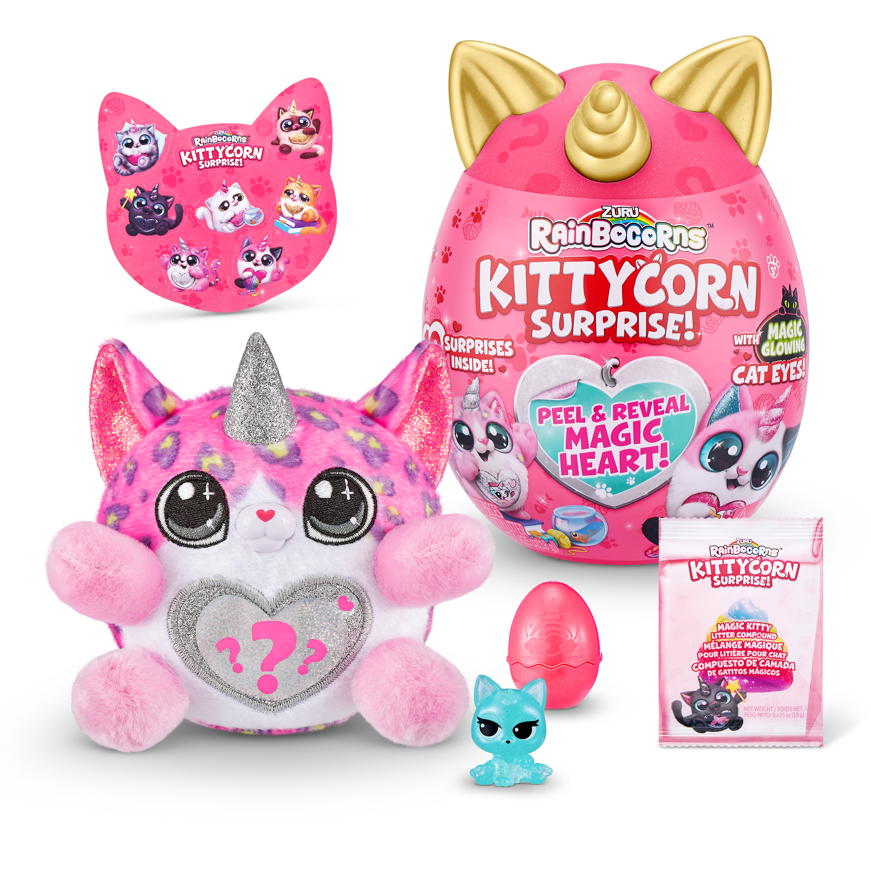 Игровой набор Rainbocorns сюрприз в яйце Kittycorn Surprise (плюшевый котенок, мини питомец в яйце, наклейки, слайм)  цвет розовый— магазин-салютов.рус
